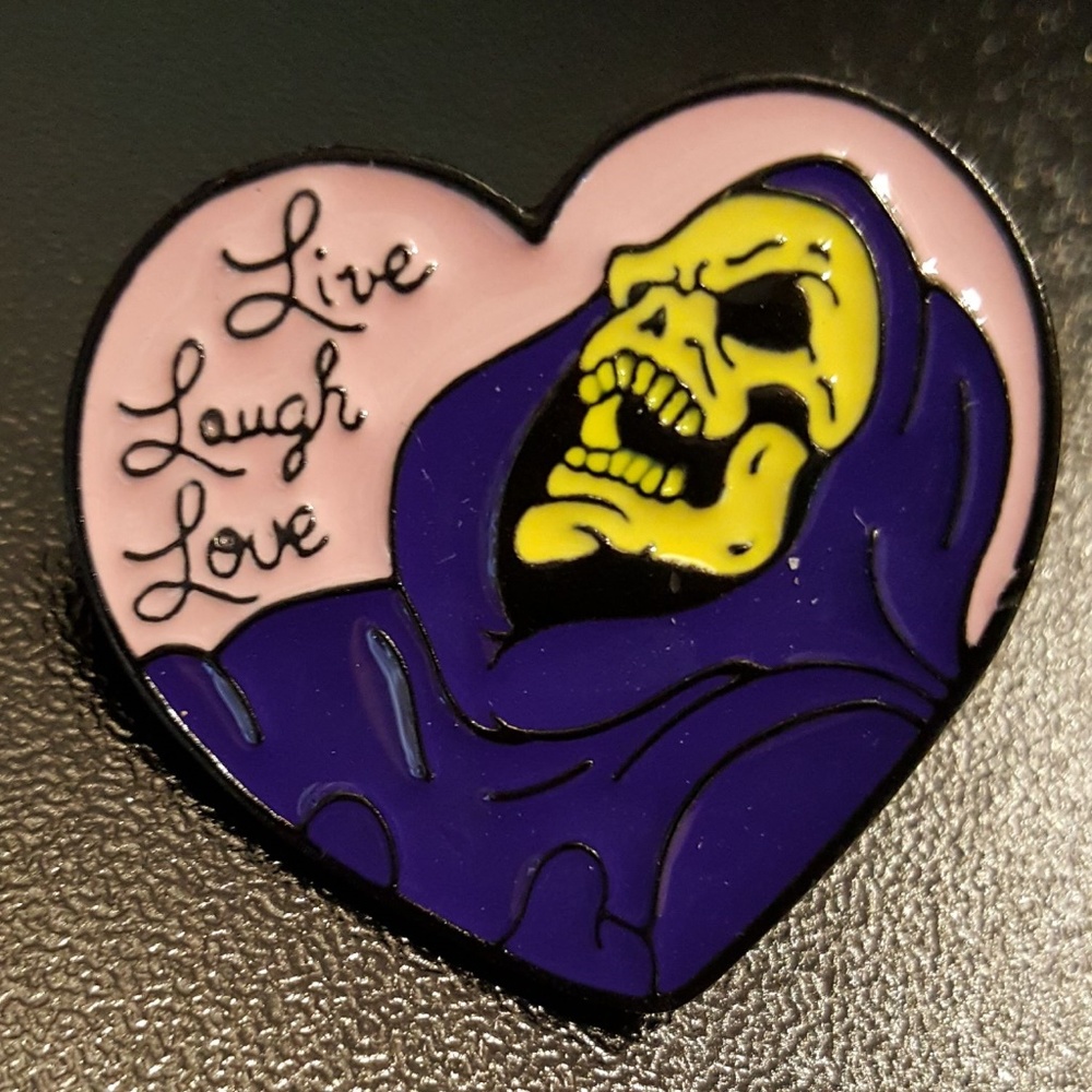 Skeletor Live Laugh Love Pin, New, He-Man, MOTU